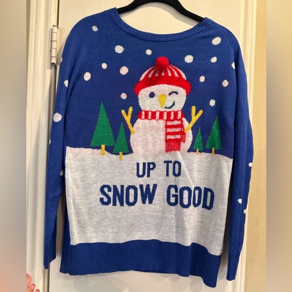 Ugly Christmas Sweater snowman winking - Picture 1 of 9